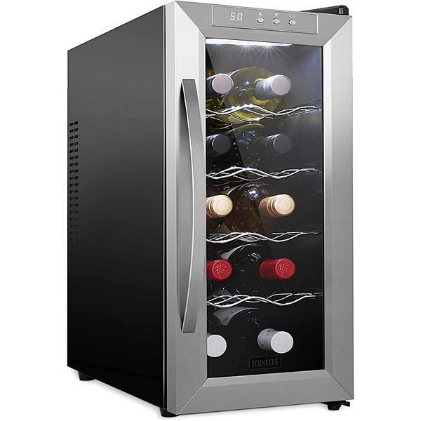 10Bottle Thermoelectric Wine Cooler, Freestanding Wine Fridge with Lock