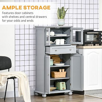 HOMCOM 52" Traditional Kitchen Pantry, Floor Storage Cabinet, Small ...