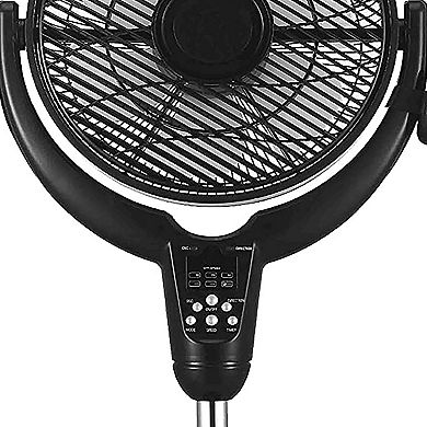 Optimus 14 Inch Louver Rotating Oscil Pedestal Air Circulator with Remote, LED