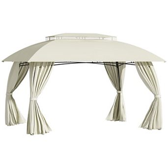 Outsunny 13ft x 9' Patio Gazebo, Double Vented Roof, Curtains