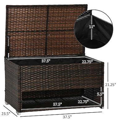 Outsunny Outdoor Towel Rack for Pool, w/ Shoe Layer & Inner Liner, Brown