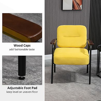 Homcom Modern Accent Chair Armchair For Bedroom Living Room Chair Yellow