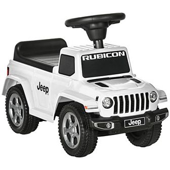 Aosom Kids Ride on Push Car, with Engine Sounds & Under-Seat Storage, Foot-to-Floor Ride on Sliding Car with Horn, Sit and Scoot Ride on Toy, Ages 1.5-3 Years, White