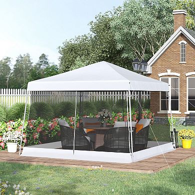 10' X 10' Pop Up Gazebo Foldable Canopy Tent W/ Carry Bag, Mesh Netting, White