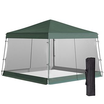 10' X 10' Pop Up Gazebo Foldable Canopy Tent W/ Carry Bag, Mesh Netting, White