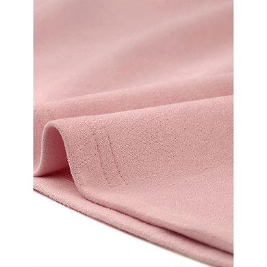 Women's Casual Stretchy Faux Suede Pockets A-Line Midi Skirt with Belt