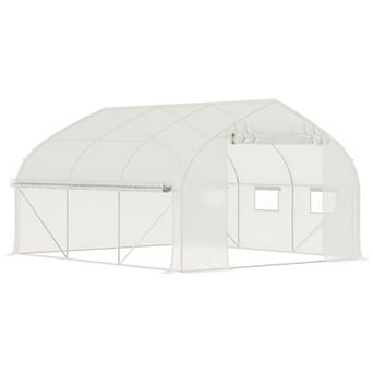 Outsunny Tunnel Greenhouse w/ Mesh Door & Roll-up Sidewalls Hot House