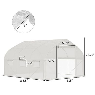 Outsunny Tunnel Greenhouse w/ Mesh Door & Roll-up Sidewalls Hot House