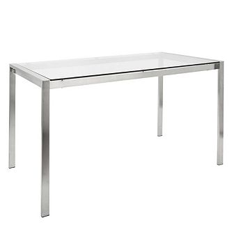 47" Clear Glass with Brushed Stainless Steel Legs Contemporary Fuji Dining Table