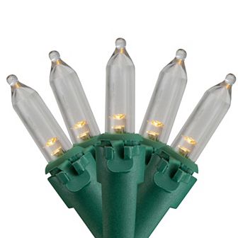 50-Count Warm White LED Mini Christmas Lights 32ft Green Wire
