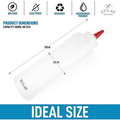 Zulay Kitchen Plastic Condiment Squeeze Bottle with Caps