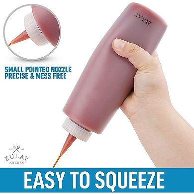 Zulay Kitchen Plastic Condiment Squeeze Bottle with Caps
