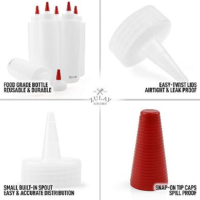 Zulay Kitchen Plastic Condiment Squeeze Bottle with Caps