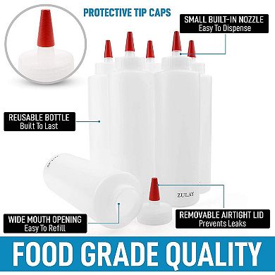 Zulay Kitchen Plastic Condiment Squeeze Bottle with Caps