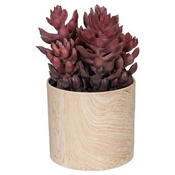 7" Purple Artificial Succulent in Faux Wood Pot