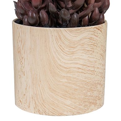7" Purple Artificial Succulent in Faux Wood Pot