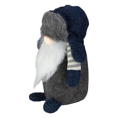 12.5" LED Lighted Blue and Gray Gnome Christmas Figure