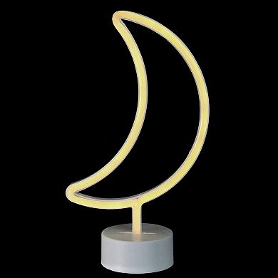 11.5" White Battery Operated Neon LED Moon Table Light