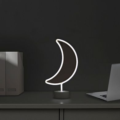 11.5" White Battery Operated Neon LED Moon Table Light