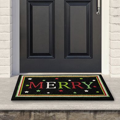 Black Coir "Merry" Christmas Doormat 18" X 30"