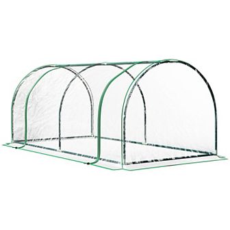 Outsunny Portable Mini Greenhouse with 4 Zippered Doors, PVC Cover