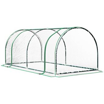 Outsunny Portable Mini Greenhouse with 4 Zippered Doors, PVC Cover