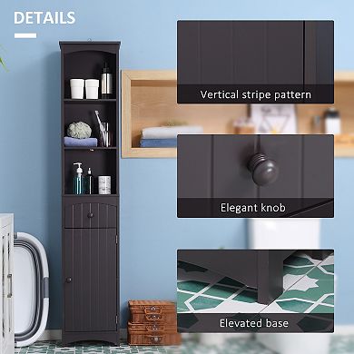 HOMCOM Bathroom Storage Cabinet, Free Standing Bath Storage Unit, Tall Linen Tower with 3-Tier Shelves and Drawer, Brown