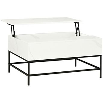 Modern Lift Top Coffee Table For Living Room With Center Storage, White