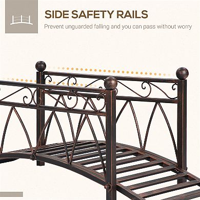 Outsunny 3.3ft Metal Arch Zen Garden Bridg with Safety Siderails