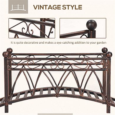 Outsunny 3.3ft Metal Arch Zen Garden Bridg with Safety Siderails