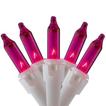 100 Count Pink Mini Icicle Christmas Lights - 7ft White Wire