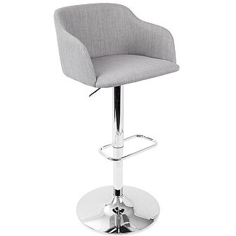 42" Light Gray Fabric Adjustable Swivel indoor Bar Stool