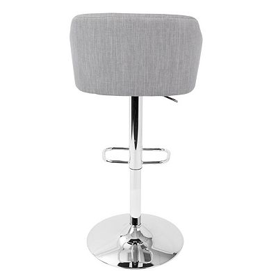 42" Light Gray Fabric Adjustable Swivel indoor Bar Stool