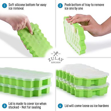 Zulay Kitchen Honeycomb Shaped Silicone Ice Cube Tray Set