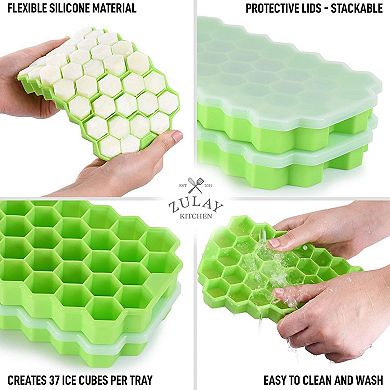 Zulay Kitchen Silicone Ice Cube Tray Set (2 Pack)