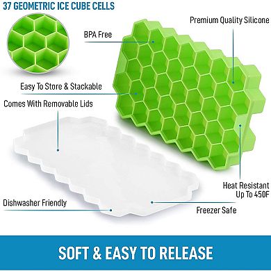 Zulay Kitchen Silicone Ice Cube Tray Set (2 Pack)