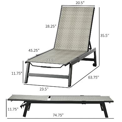 Outsunny Outdoor Chaise Lounge Chair, Waterproof Rattan Wicker Pool ...