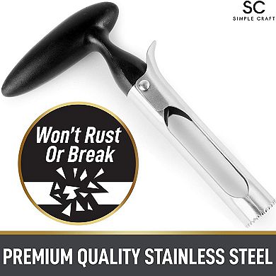 Simple Craft Premium Stainless Steel Apple Corer Tool for Removing Cores & Pits