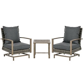 Outsunny Patio Bistro Set with Rocking Chairs, Dark Gray