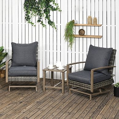 Outsunny Patio Bistro Set with Rocking Chairs, Dark Gray