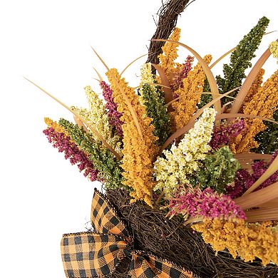 22" Autumn Harvest Hanging Basket with Artificial Fall Foliage