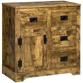 Kitchen Cabinet Sideboard Buffet With 4 Drawers And Cupboard, Brown
