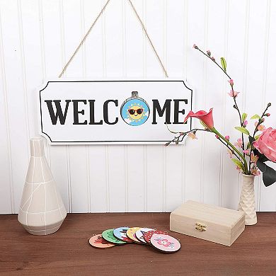 Interchangeable Seasonal Welcome Sign for Front Door (15.7 x 6.7 In, 9 Pieces)