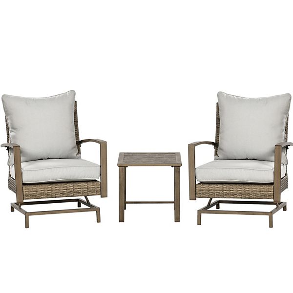 Outsunny 3Piece Patio Bistro Set, PE Rattan Wicker Outdoor Furniture