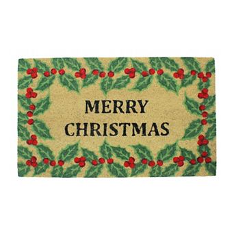 Natural Coir Holly Berries "Merry Christmas" Doormat 18" x 30"