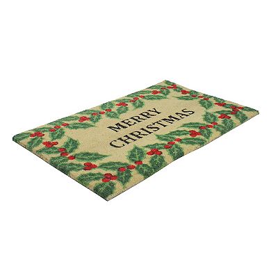 Natural Coir Holly Berries "Merry Christmas" Doormat 18" x 30"