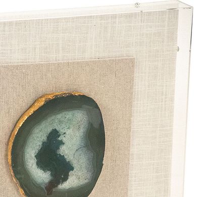 Green Geode in Shadow Box Framed Wall Art Decor 16" x 16"