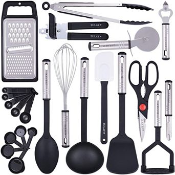 Zulay Kitchen 23 pc Nylon Kitchen Utensils Nylon & Stainless Steel Cooking Utensils Set