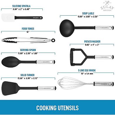 Zulay Kitchen 23 Piece Nylon Kitchen Utensils Nylon & Stainless Steel Cooking Utensils Set
