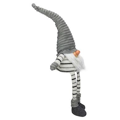 22" Gray White and Black Sitting Gnome Christmas Decoration